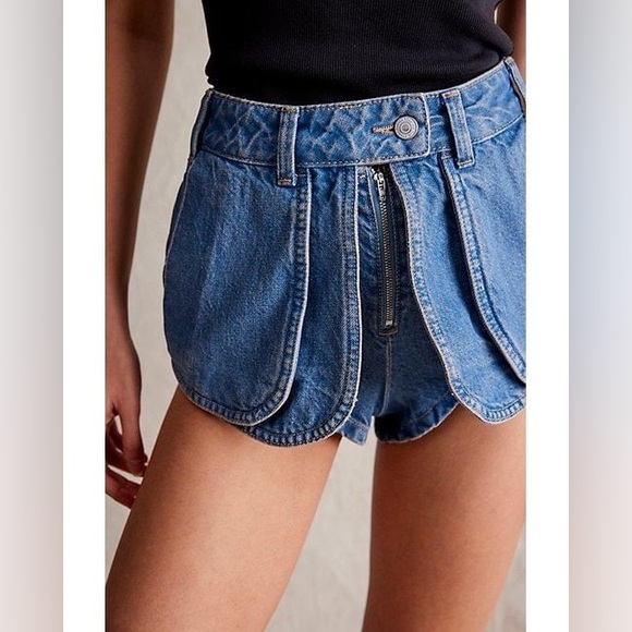New Free People  Women's Blue We The Free Prince Street  Micro Denim Shorts - Picture 6 of 16
